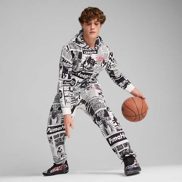 Media Day Basketball Hoodie Men, PUMA Black-PUMA White, large-MEX