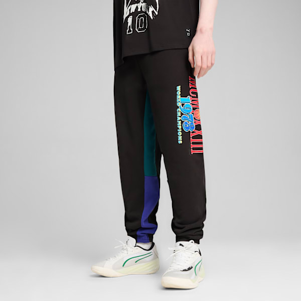 Pantalones de basketball Bandwagon para hombre, PUMA Black-Lapis Lazuli, large-ARG