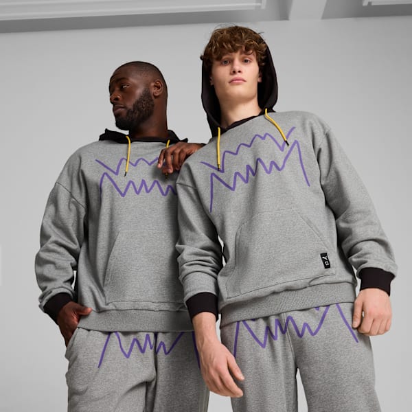 Buzo de basketball con capucha Jaws Core 2.0 para hombre, Medium Gray Heather-PUMA Black, large-ARG