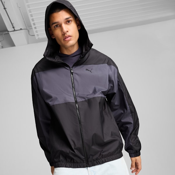 Campera rompeviento con forro de malla para hombre, PUMA Black, large-ARG