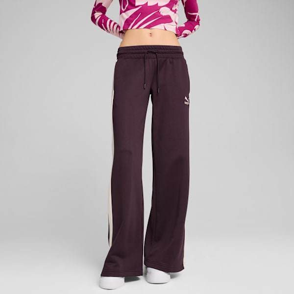 T7 Women's Low Rise Track Pants, Midnight Plum, large-MEX