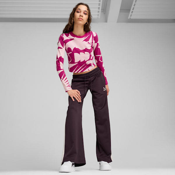 T7 Women's Low Rise Track Pants, Midnight Plum, large-MEX