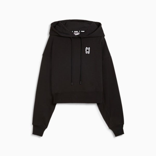 Pivot Basketball Hoodie Women, PUMA Black, large-MEX