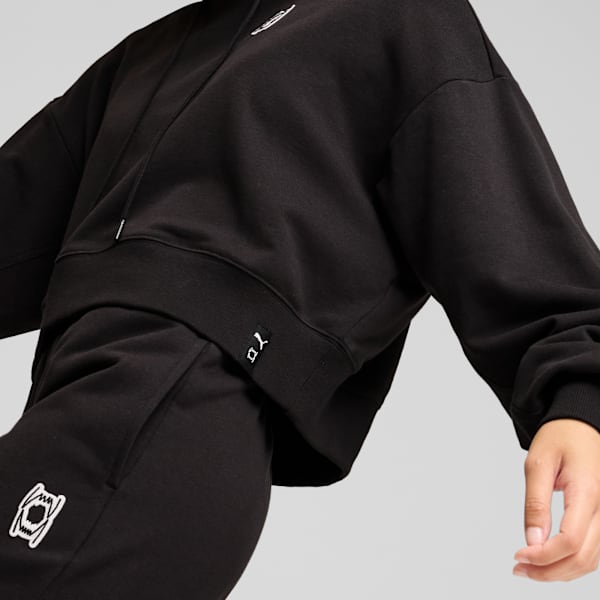 Pivot Basketball Hoodie Women, PUMA Black, large-MEX
