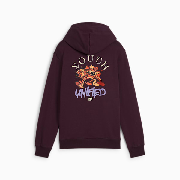 DOWNTOWN Graphic Hoodie Youth, Midnight Plum, large-MEX