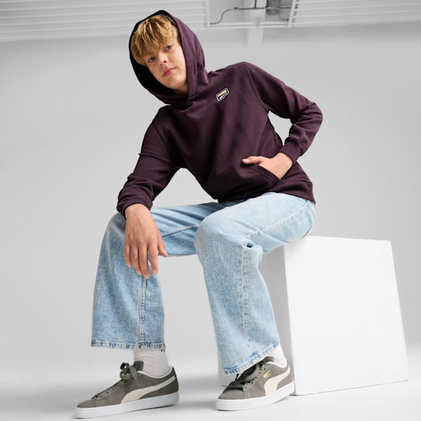 DOWNTOWN Graphic Hoodie Youth, Midnight Plum, large-MEX