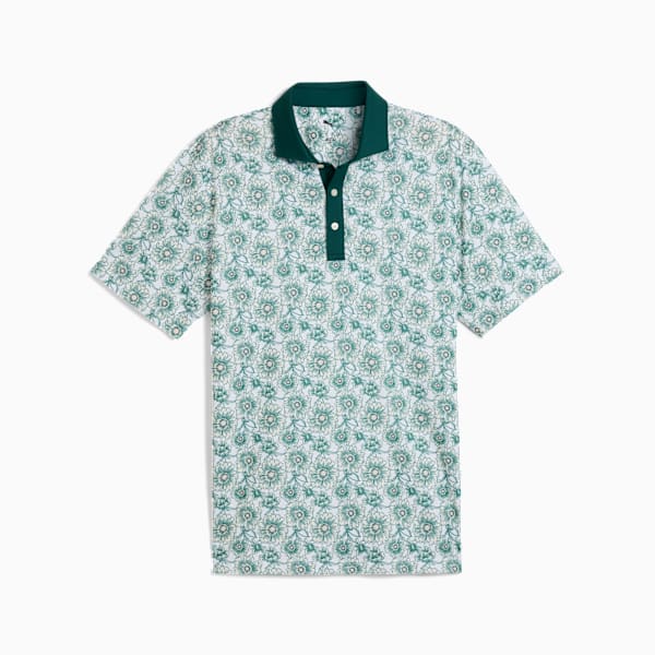 Pique Flower Fields Golf Polo Men, Dark Myrtle-White Glow, large-ZAF