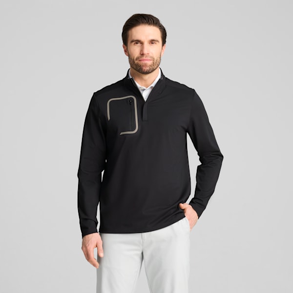 CLOUDSPUN Tech Quarter Zip Golf Top Men, PUMA Black, large-ZAF