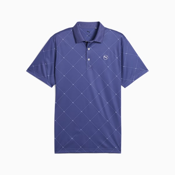 Pure 2.0 Argyle Golf Polo Men, Blue Crystal-White Glow, large-ZAF