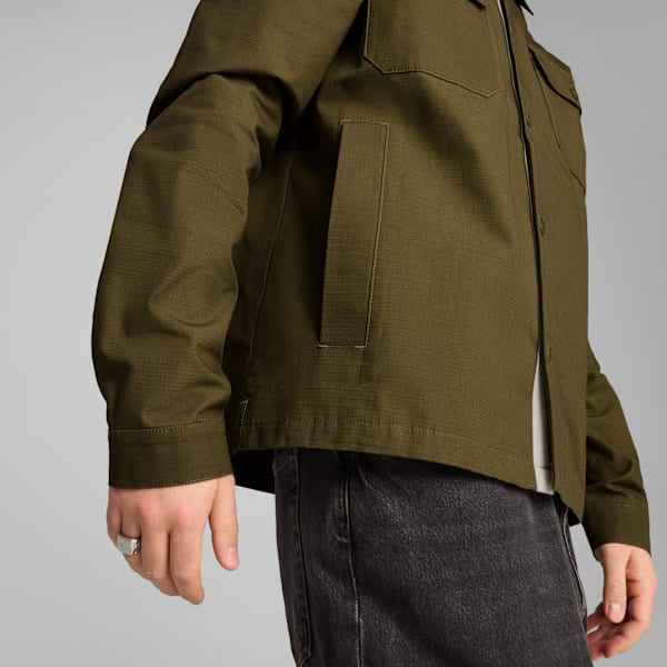 Chamarra camisera MMQ para hombre, Olive Drab, large-MEX
