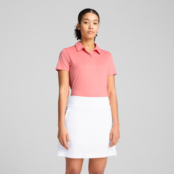 MATTR Lianas Jacquard Short Sleeve Polo Women, Peach Frost, large-ZAF