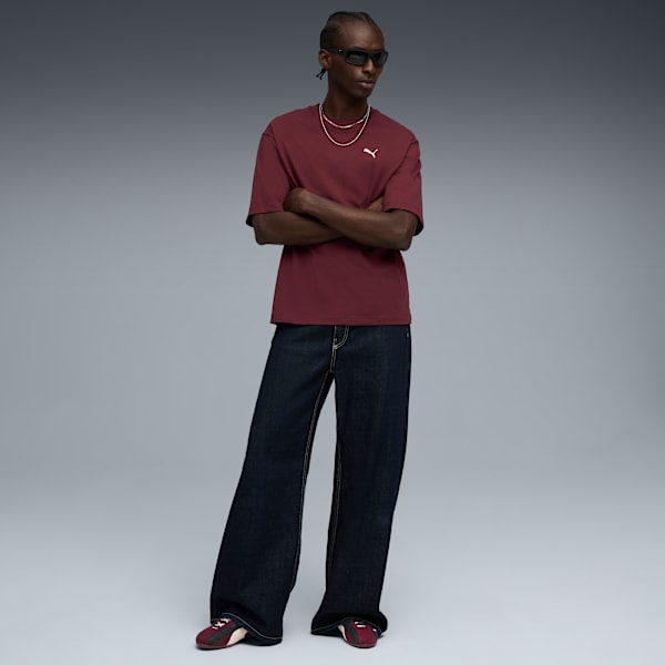 Playera estilo boxy WARDROBE Essentials para hombre, Ruby Shimmer, large-MEX