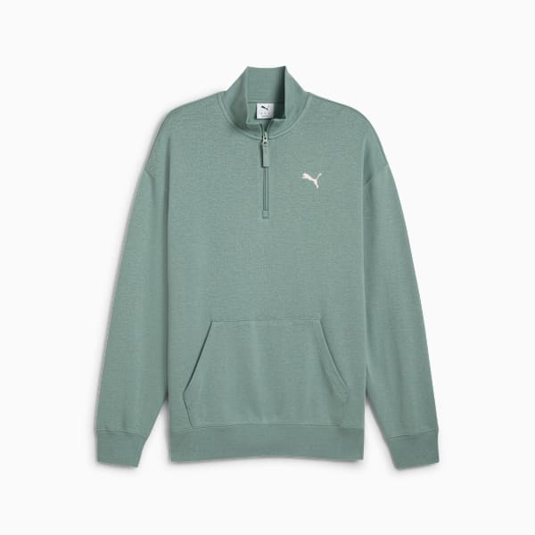 WARDROBE ESS Relaxed Half Zip Crew Men, Green Moon, large-ZAF