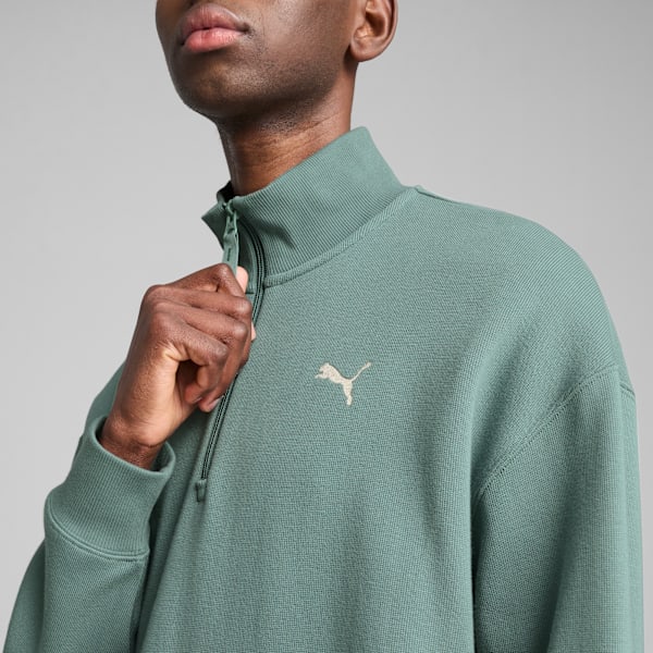 WARDROBE ESS Relaxed Half Zip Crew Men, Green Moon, large-ZAF