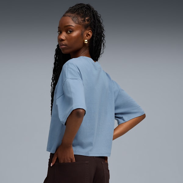 Remera corta oversize WARDROBE Essentials para mujer, Cool Blue, large-ARG