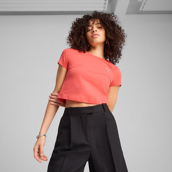 Playera corta WARDROBE Essentials para mujer, Peach Frost, large-MEX