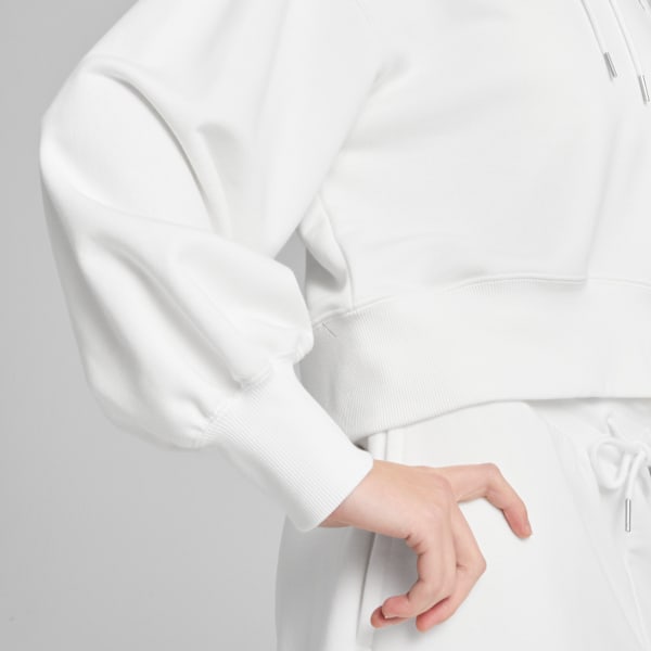 WARDROBE ESS Relaxed Cropped Hoodie Women, PUMA White, large-MEX