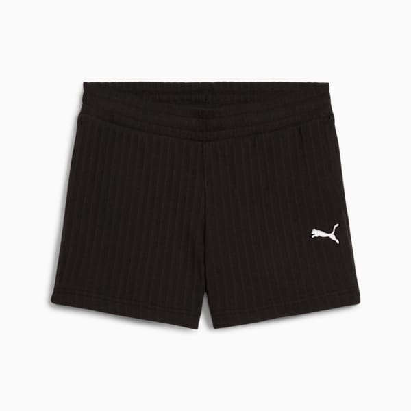 Shorts WARDROBE Essentials Pointelle 10cm para mujer, PUMA Black, large-MEX