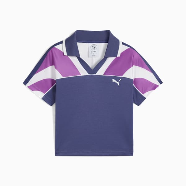 Playera corta FUTURE.PUMA.ARCHIVE para mujer, Blue Crystal-Wild Berry, large-MEX
