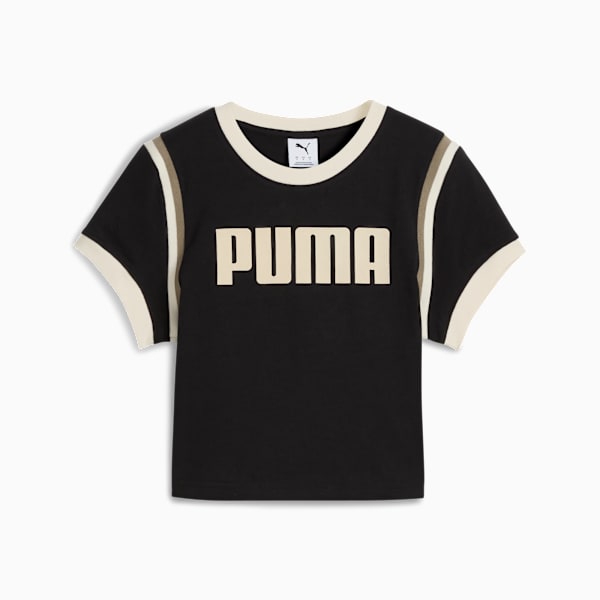 FUTURE.PUMA.ARCHIVE Graphic Baby Tee Women, PUMA Black-Alpine Snow, large-ZAF