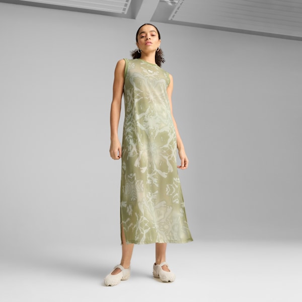 Vestido largo DARE TO Mesh Column para mujer, Pistachio Green-AOP, large-MEX