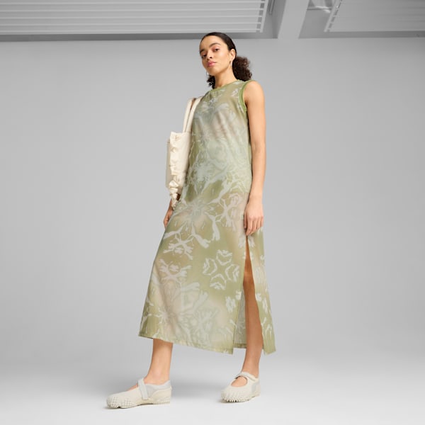 Vestido largo DARE TO Mesh Column para mujer, Pistachio Green-AOP, large-MEX