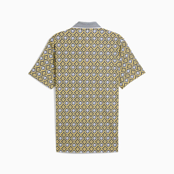 PUMA x PALM TREE CREW Tile Golf Polo Men, Red Fire-Sunny Yellow, large-ZAF