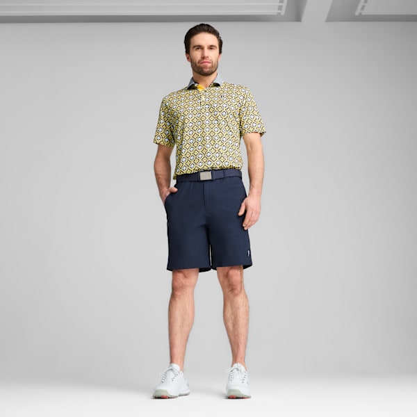 PUMA x PALM TREE CREW Tile Golf Polo Men, Red Fire-Sunny Yellow, large-ZAF