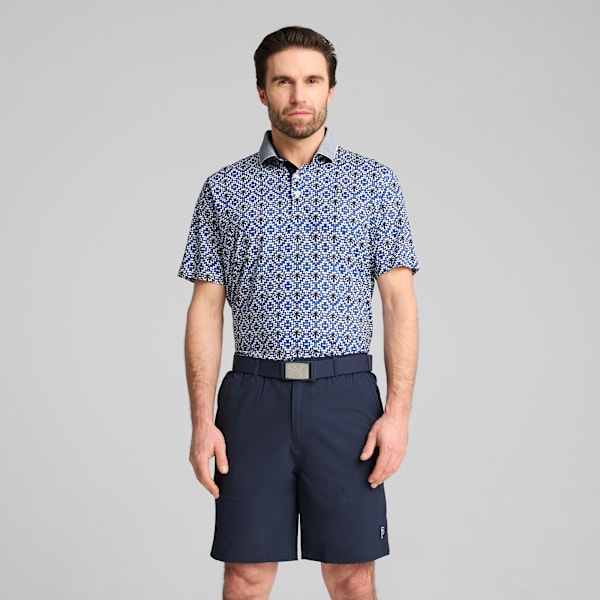 PUMA x PALM TREE CREW Tile Golf Polo Men, White Glow-Deep Navy, large-ZAF