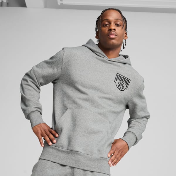 Posterize Basketball Hoodie Men, Medium Gray Heather, large-MEX