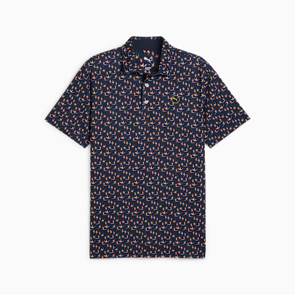 MATTR Paradise Golf Polo Men, Deep Navy-Sunny Yellow, large-ZAF