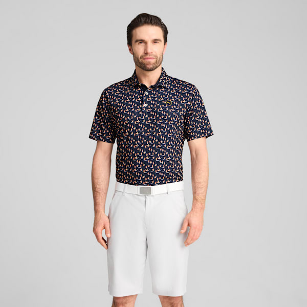 MATTR Paradise Golf Polo Men, Deep Navy-Sunny Yellow, large-ZAF