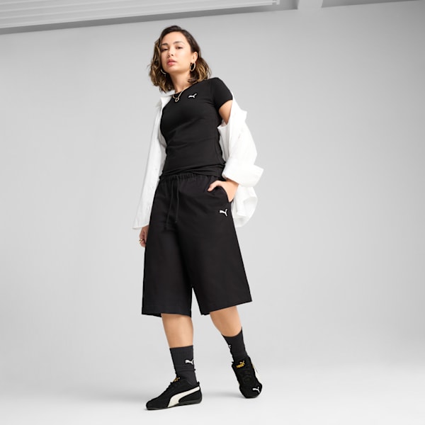 Wardrobe Essentials 14" Relaxed Woven Jorts Women, PUMA Black, large-ZAF