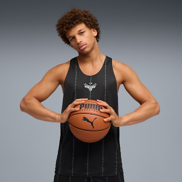 Playera de básquet Melo Alwayz On para hombre, PUMA Black-Team Silver AOP, large-MEX