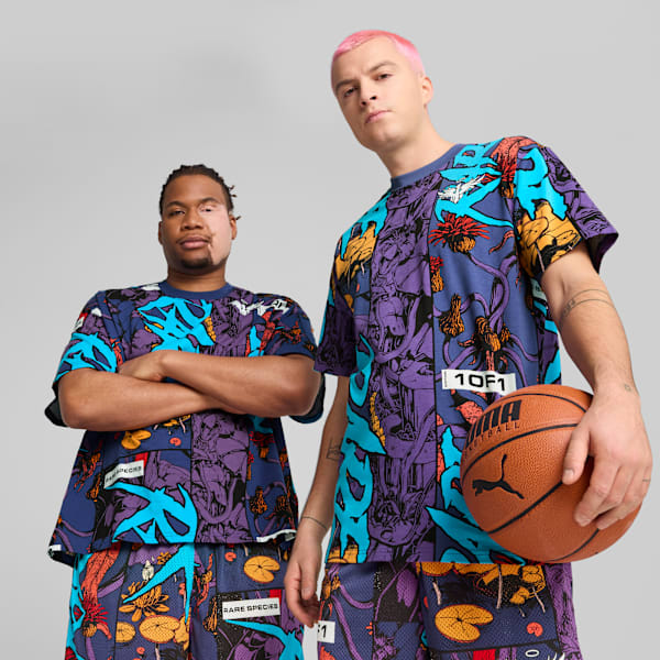 Remera de básquet estampada Melo Phoenix para hombre, Blue Crystal-AOP, large-ARG