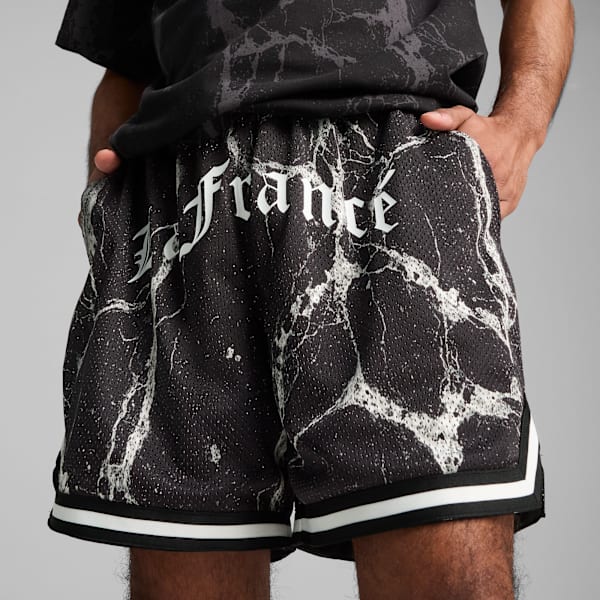 Shorts PUMA HOOPS x LAFRANCÉ Written in Chrome para hombre, PUMA Black-Puma White - AOP, large-MEX
