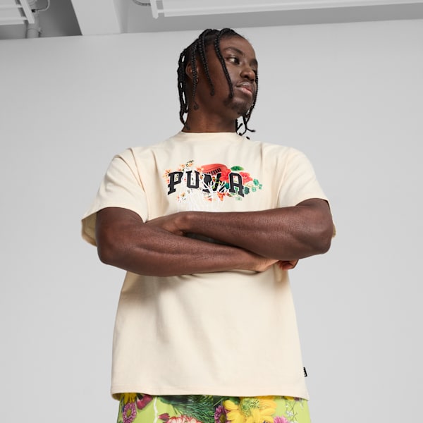 Dunked In Florals Tee I Men, Alpine Snow, large-MEX