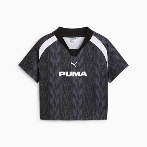 Playera de fútbol estilo baby tee para mujer, PUMA Black, large-MEX