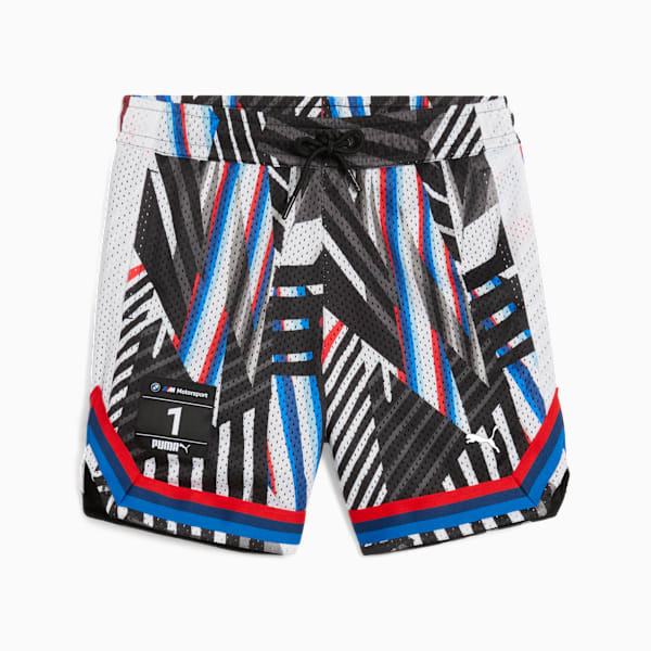BMW M Motorsport All-over Print Shorts Youth, PUMA Black, large-ZAF