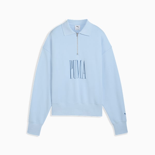 Premium Essentials Oversized Graphic Polo Crew Sweatshirt Women, Haute Tropic, large-ZAF