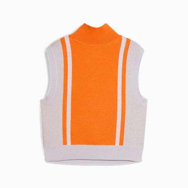 FUTURE.PUMA.ARCHIVE Half-Zip Knitted Tank Women, Silver Mist-Orange Glo, large-MEX