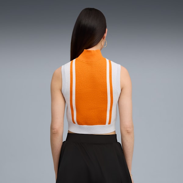 FUTURE.PUMA.ARCHIVE Half-Zip Knitted Tank Women, Silver Mist-Orange Glo, large-MEX