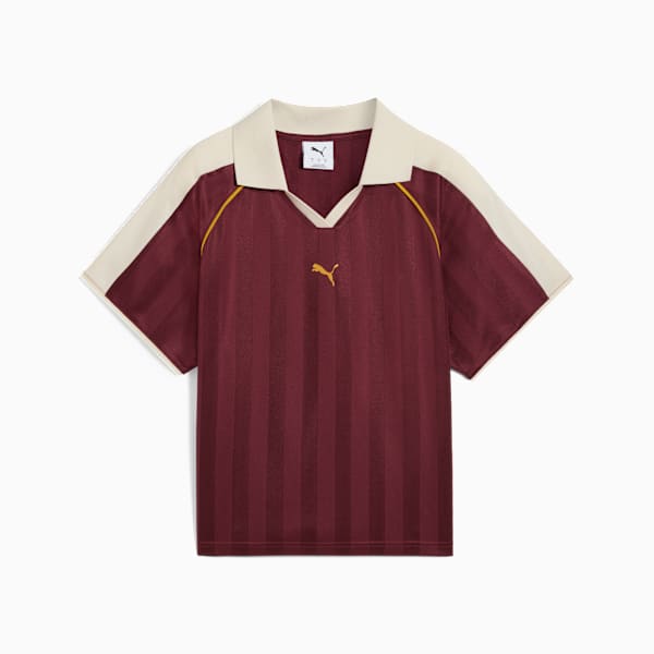 Camisa T7 Relaxed Soccer Feminina, Ruby Shimmer, large-BRA