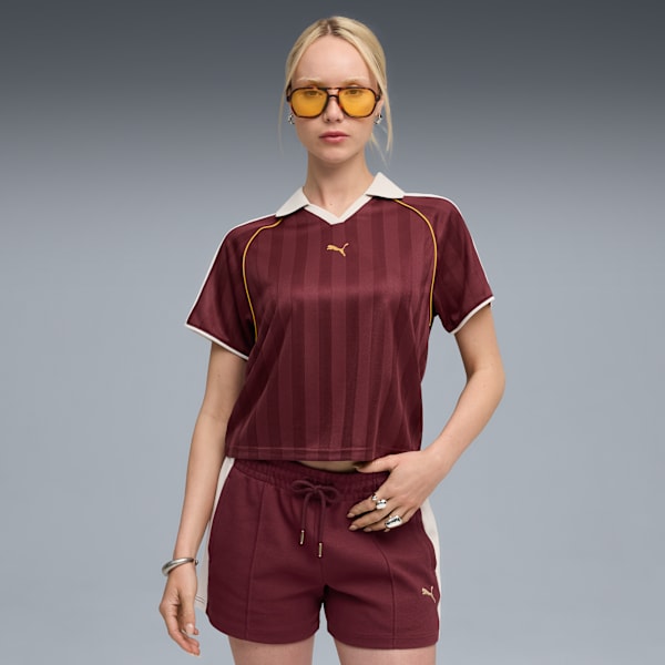 Jersey de fútbol holgada T7 para mujer, Ruby Shimmer, large-MEX