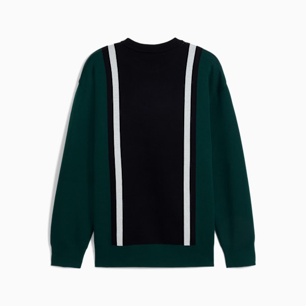 FUTURE.PUMA.ARCHIVE Relaxed Knitted Sweater Unisex, Green Terrain-PUMA Black, large-MEX