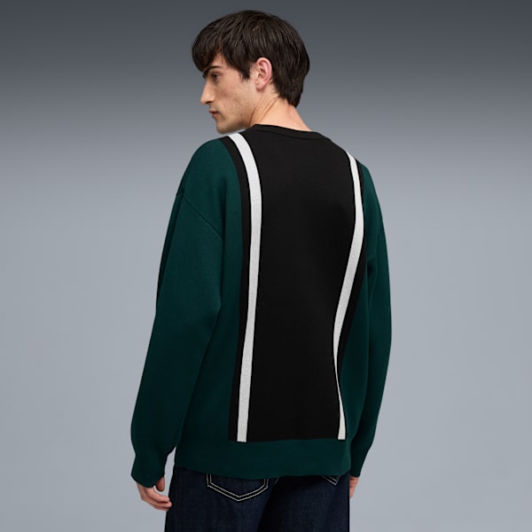 FUTURE.PUMA.ARCHIVE Relaxed Knitted Sweater Unisex, Green Terrain-PUMA Black, large-MEX