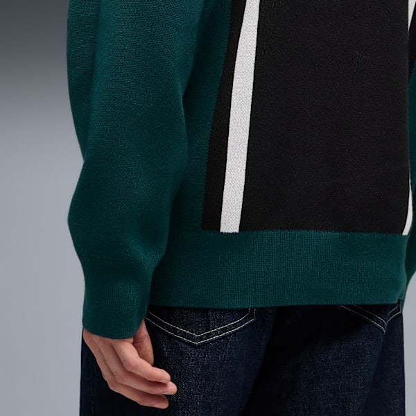 FUTURE.PUMA.ARCHIVE Relaxed Knitted Sweater Unisex, Green Terrain-PUMA Black, large-MEX