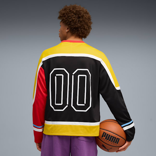 Camiseta de hockey Scoot Lab para hombre, PUMA Black-Yellow Sizzle-For All Time Red, large-ARG