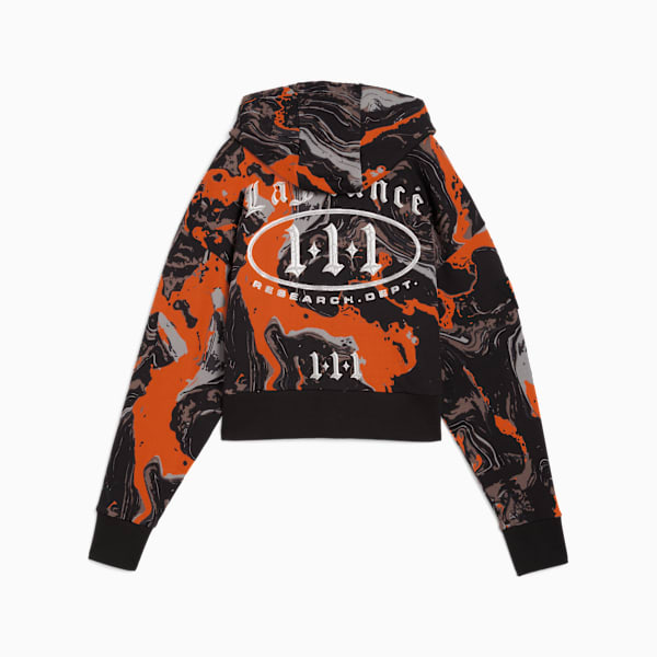 LAFRANCÉ HEEM Crop Zip Hoodie Women, Orange Glo-AOP, large-ZAF
