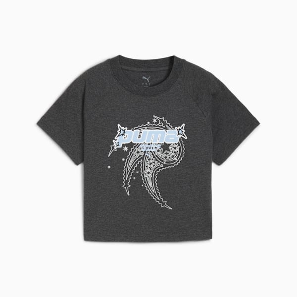 Remera corta Shooting Stars para mujer, Dusky Gray-heather, large-ARG